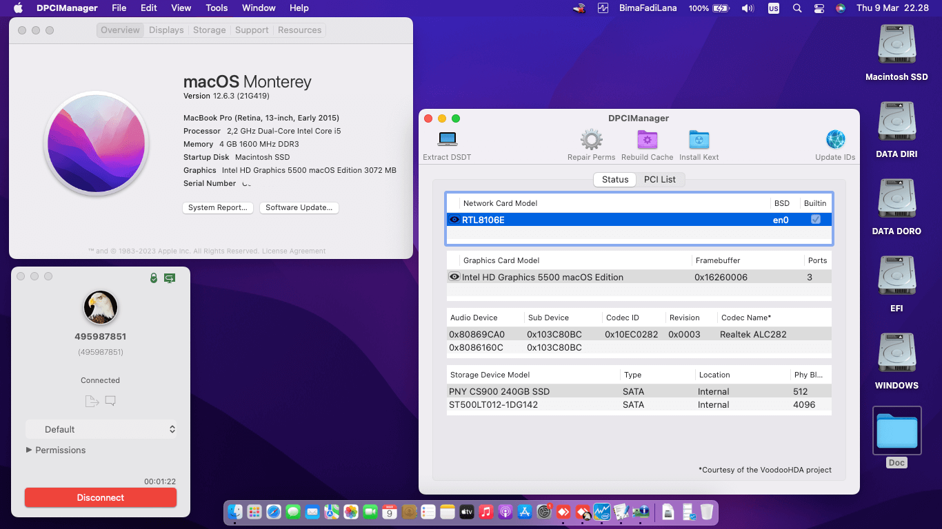 Success Hackintosh macOS Monterey 12.6.3 Build 21G419 in HP Pavilion 14-AC030TX